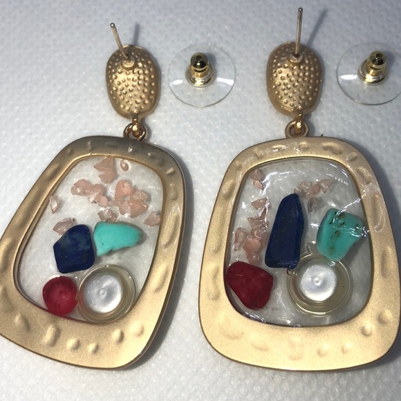 Gold, stones and pearl EARRINGS - Picture 4 of 4